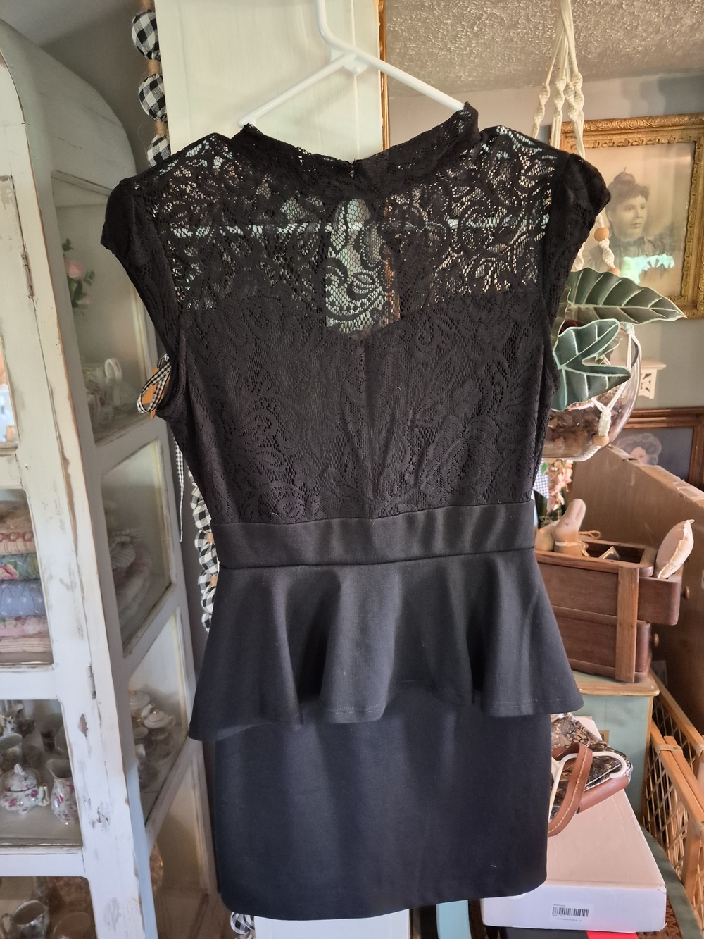Papaya Black Lace Peplum Dress
